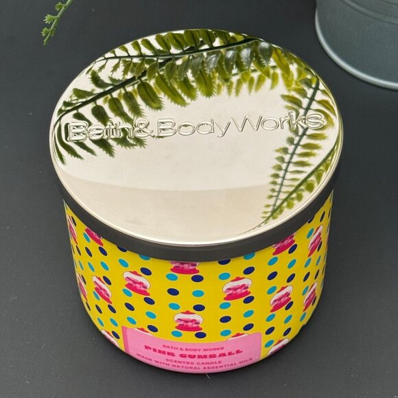 BBW Pink Gumball (Bubblegum) Bath & Body Works 3 Wick Candle - Picture 4 of 10